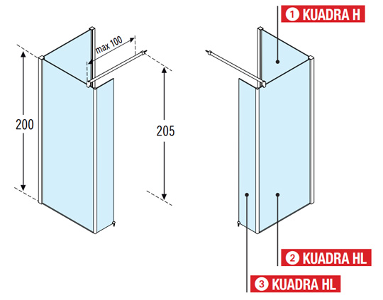 Novellini Kuadra H9 900mm Walk-in Shower Enclosure