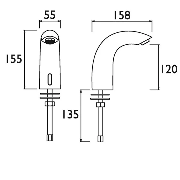 Bristan Automatic Infra-Red Swan Basin Tap, Deck Mounted, Chrome