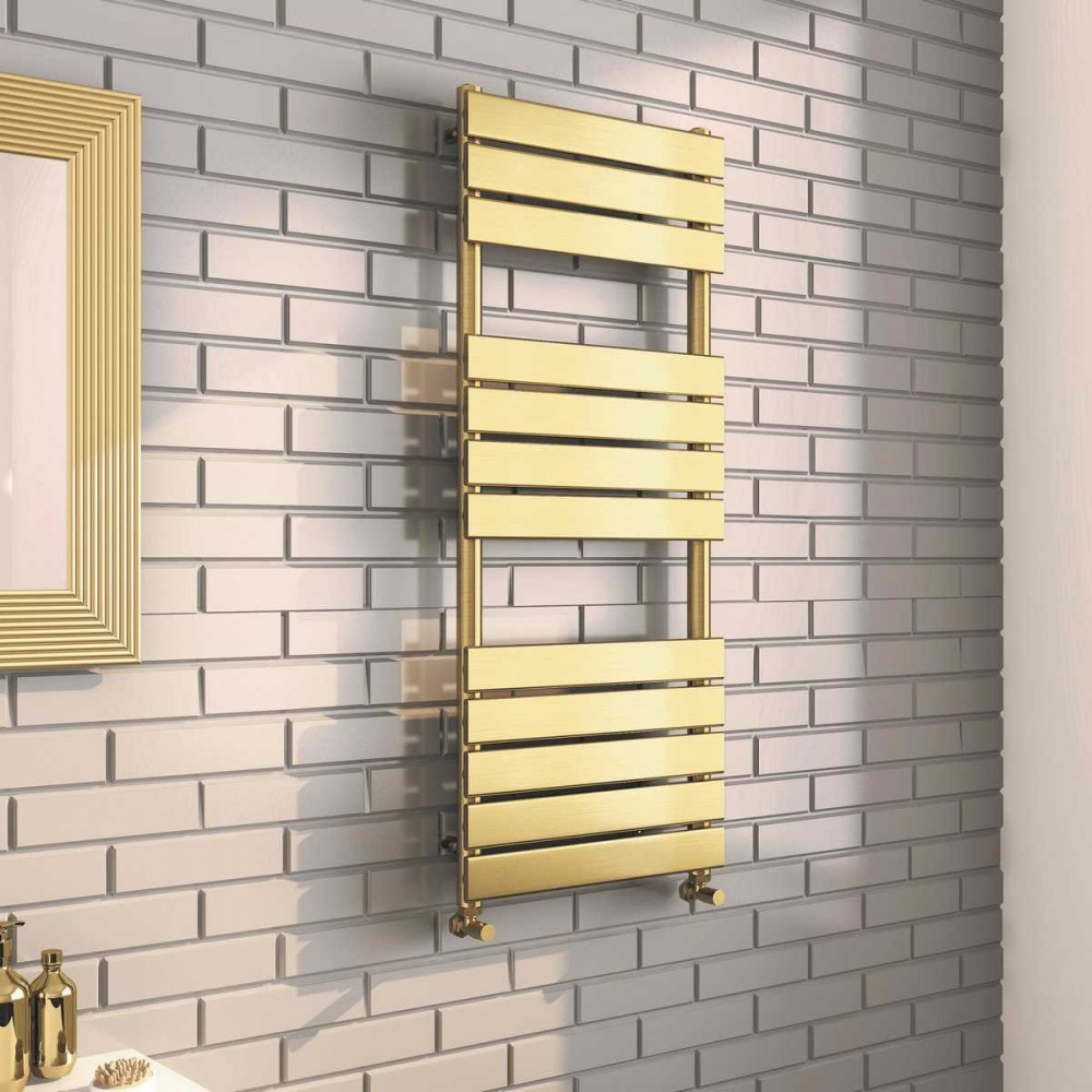 Kartell Malibu 1200 x 500mm Brushed Brass Heated Towel Rail