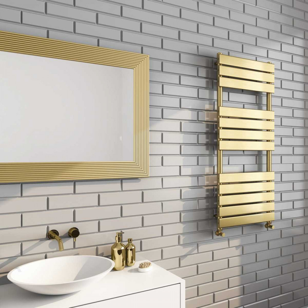 Kartell Malibu 1200 x 500mm Brushed Brass Heated Towel Rail