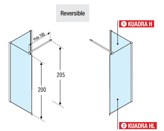 Novellini Kuadra H8 1000mm Shower Panel