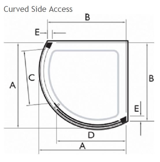 Kudos Original Curved Slider 910mm (Side Access)