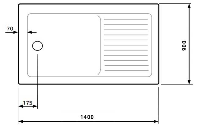 Lakes Shower Tray with Curved raised drying area & fast flow waste 1400 x 900mm