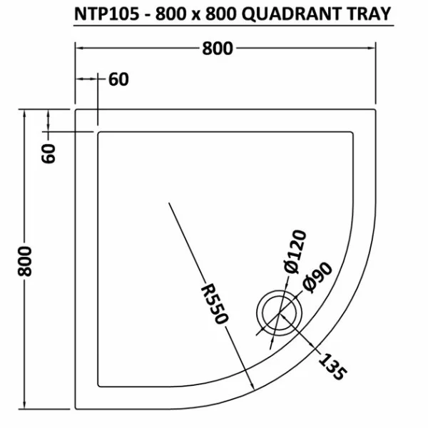 Premier Pearlstone 800mm Quadrant Shower Tray