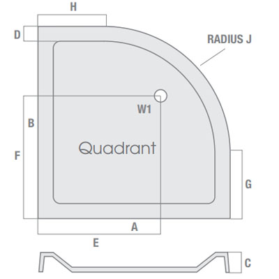 MX Elements 900 x 900mm Anti Slip Quadrant Shower Tray with 90mm Waste