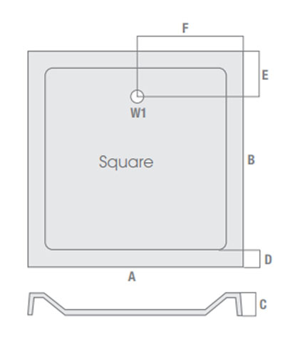 MX Elements 800 x 800mm Anti Slip Square Shower Tray with 90mm Waste
