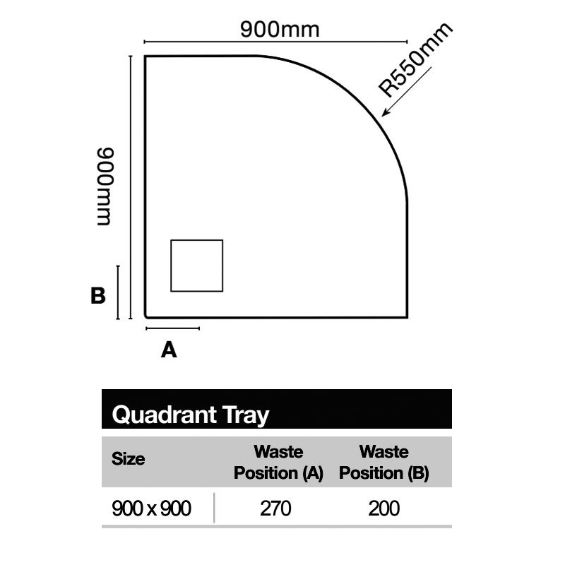 Merlyn Truestone 900 x 900mm White Quadrant Tray