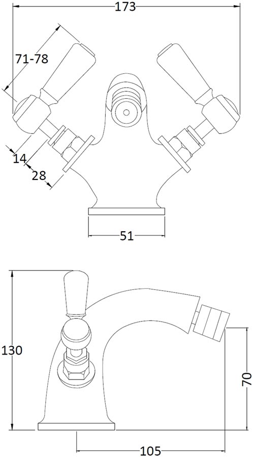 Hudson Reed Topaz White Lever Mono Bidet Mixer
