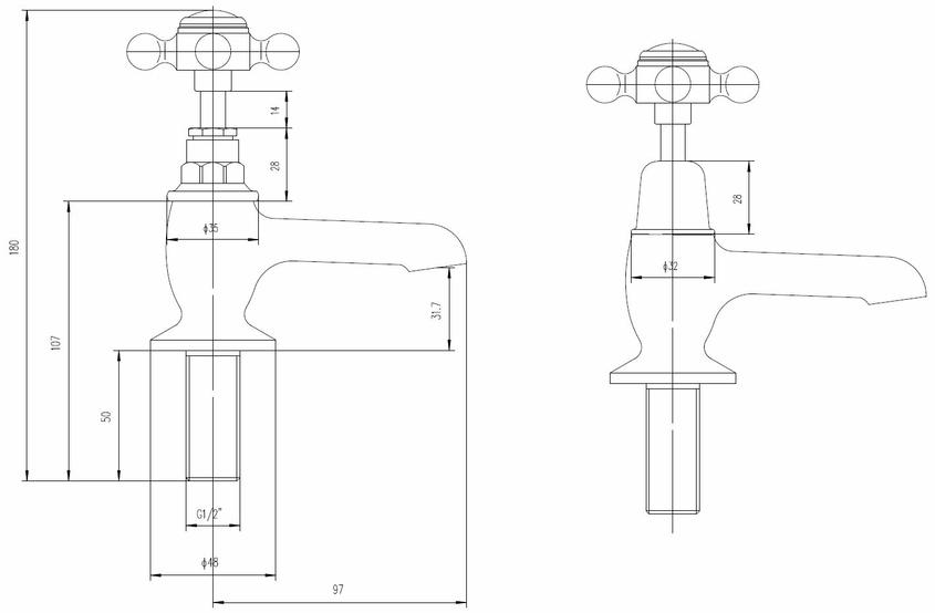 Hudson Reed Topaz Hexagonal Collar Basin Taps (Black Indices)