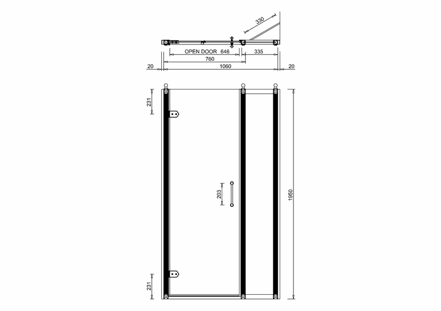 Burlington Hinged Shower Door & Inline Panel 1100mm