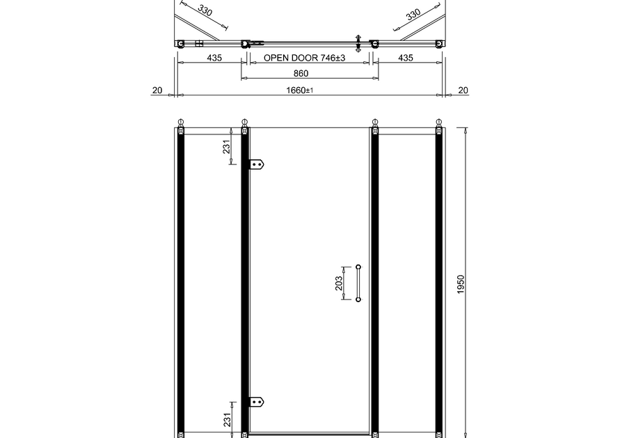 Burlington Hinged Shower Door & Inline Panel 1700mm