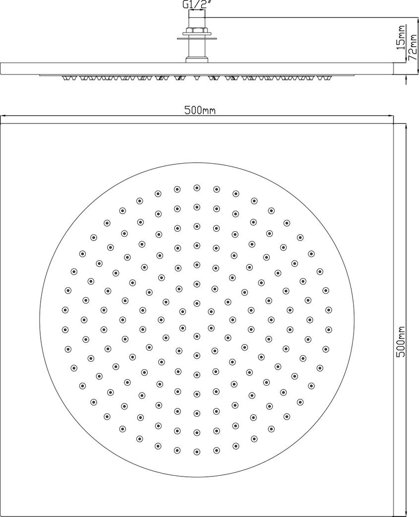 Hudson Reed Square Ceiling Tile Fixed Head 500mm