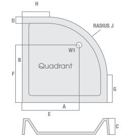 MX Classic Stone Resin Quadrant Shower Tray, 800 x 800mm