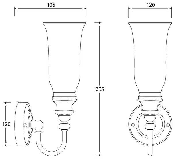 Burlington Ornate Light with Chrome Base and Vase Clear Glass Shade