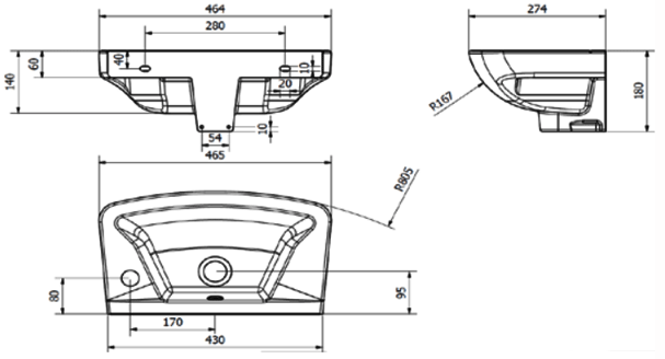 Kartell G4k 465mm 1th Cloakroom Basin