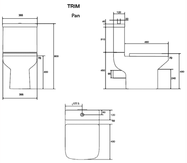 Kartell Trim C/C WC Pan, Cistern and Soft Close Seat