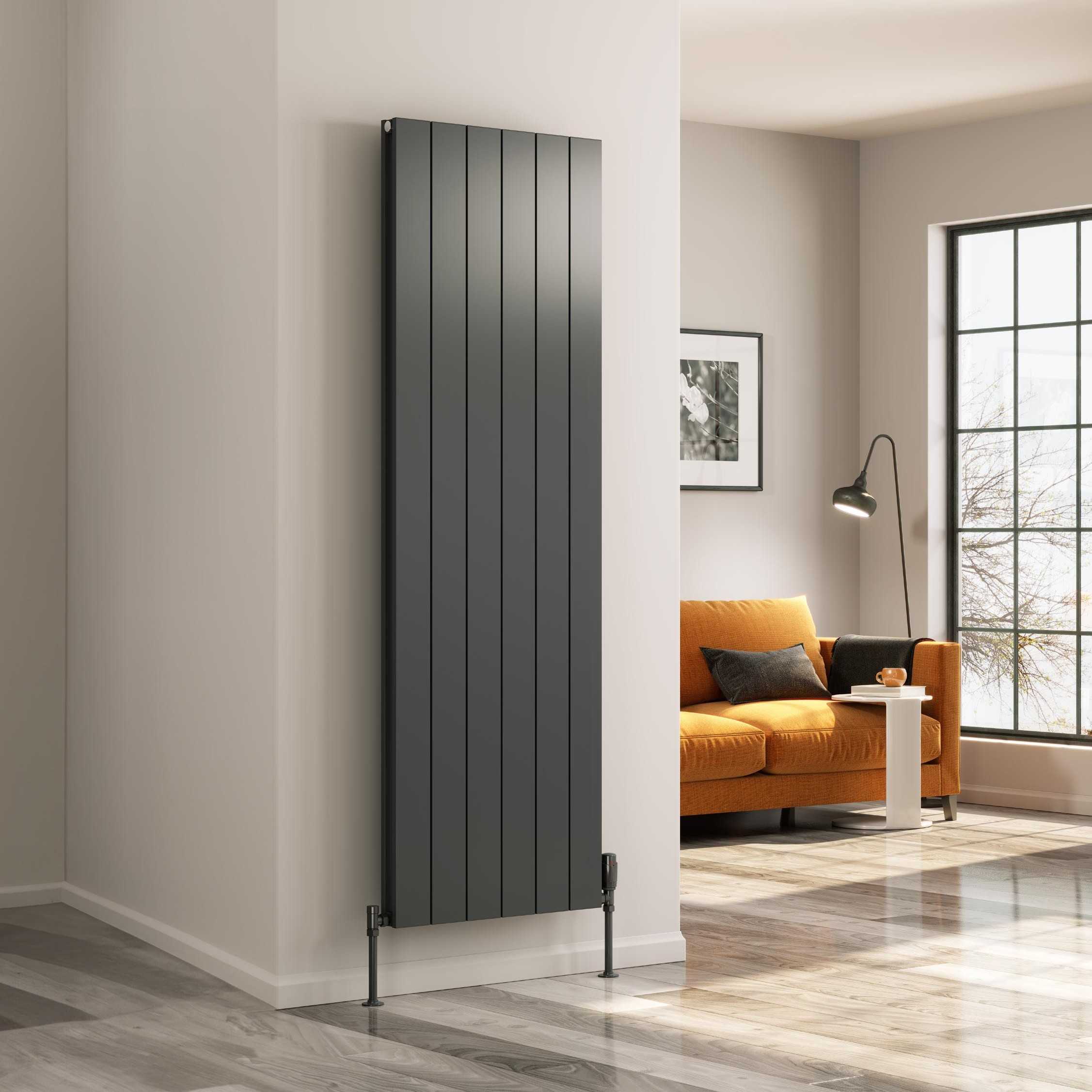 Reina Casina 1800 x 565mm Double Vertical Anthracite Aluminium Radiator