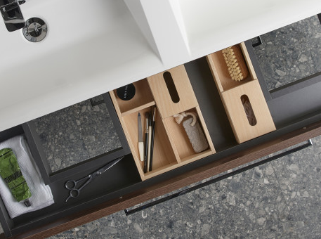 Roper Rhodes Scheme 600mm Matt Light Clay Wall Mounted Double Drawer Unit with Basin