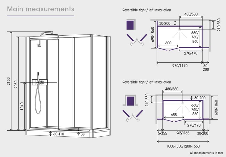 Kinedo Kinemagic Design Recess Shower Pod - Saloon Doors - H1000xW700