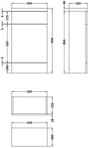 Hudson Reed Fusion 500mm Slimline WC Unit & Top - Gloss White