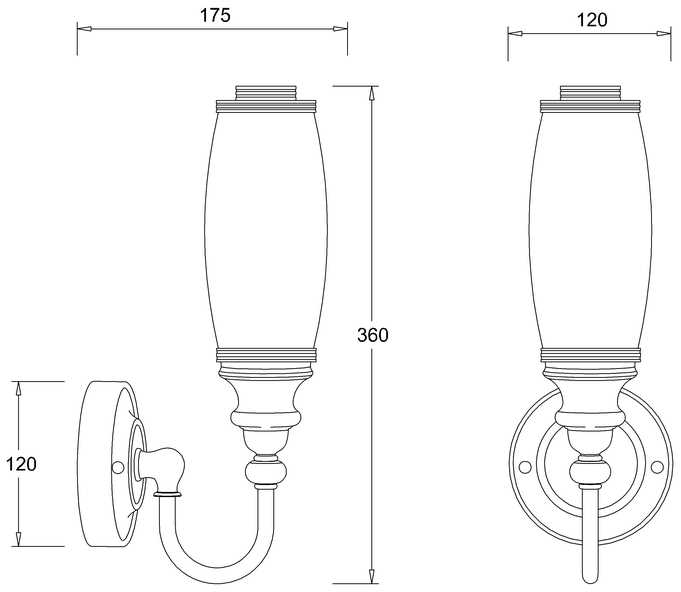 Burlington Ornate Light with Chrome Base and Tube Frosted Glass Shade