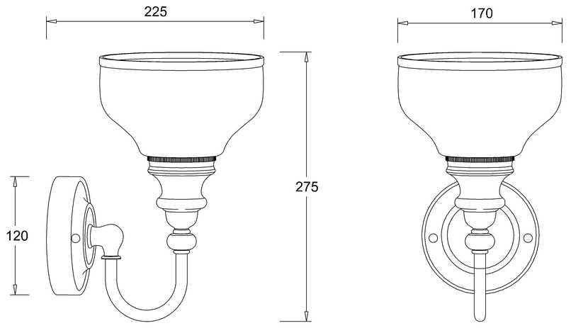 Burlington Ornate Light with Chrome Base and Cup Frosted Glass Shade