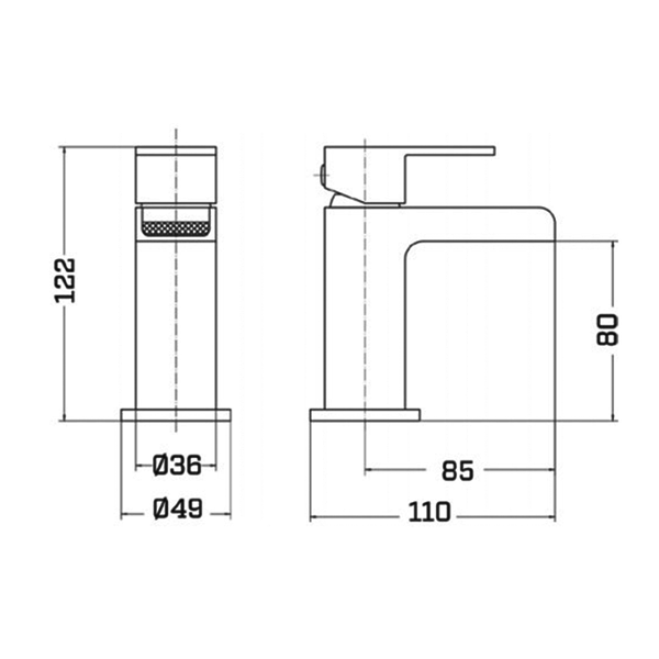 Kartell Phase Mini Mono Basin Mixer with Click Waste