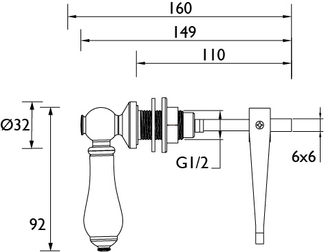 Bristan Traditional Cistern Lever in Chrome