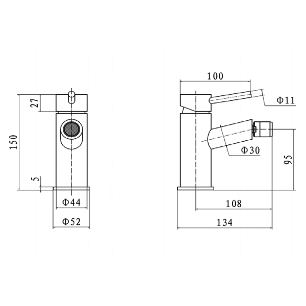 Kartell Plan Mono Bidet Mixer