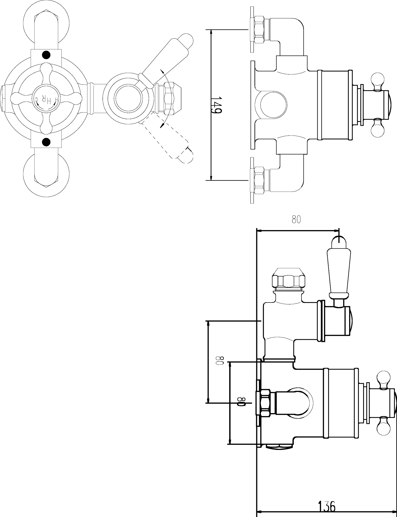 Hudson Reed White Topaz Exposed Dual Shower Valve