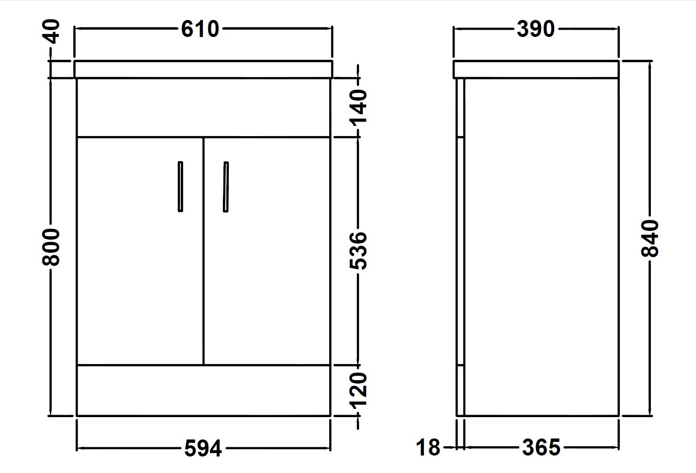 Premier Eden Floor Standing 600mm Cabinet & Basin 2