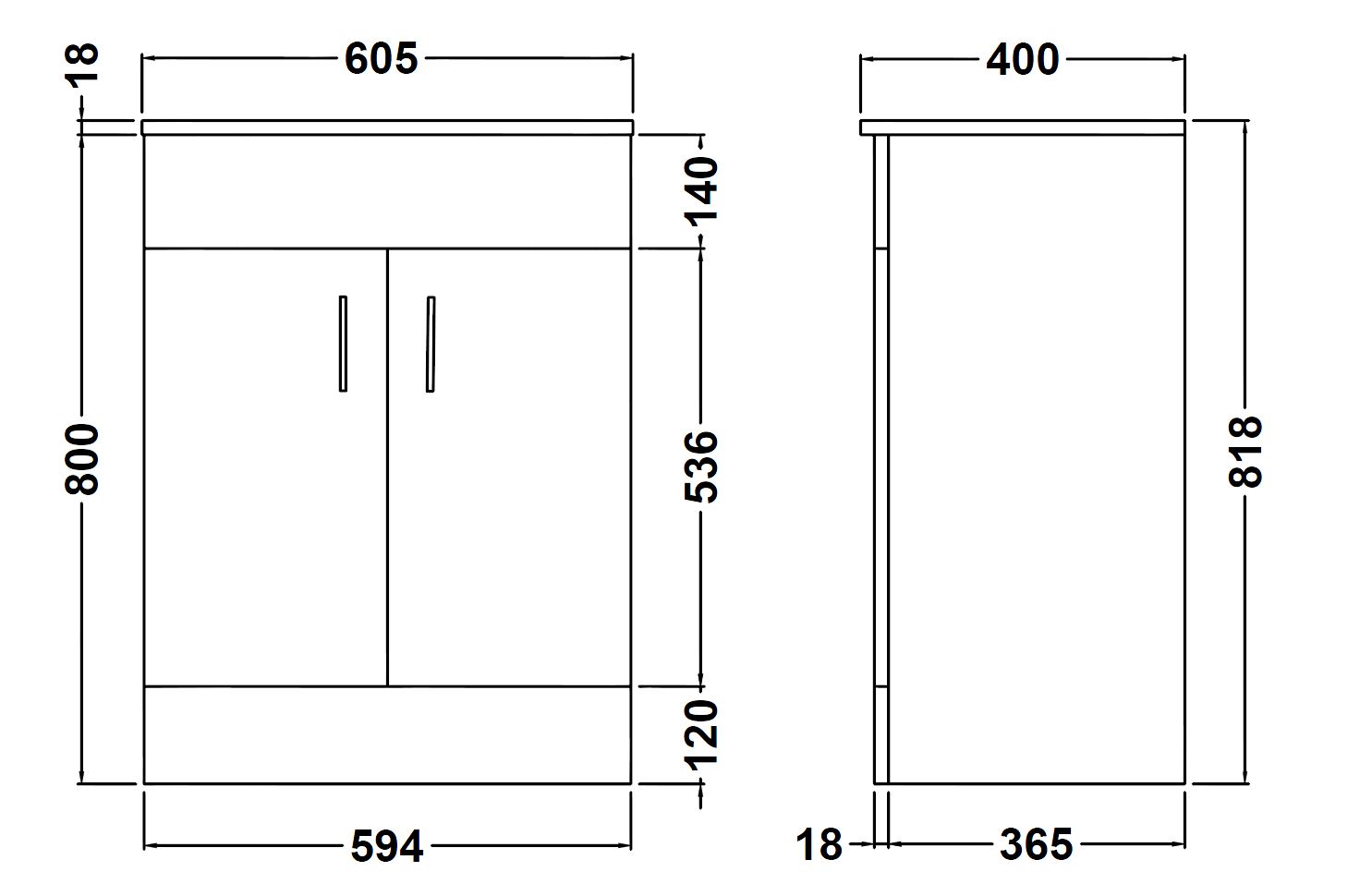 Premier Eden Floor Standing 600mm Cabinet & Basin 1