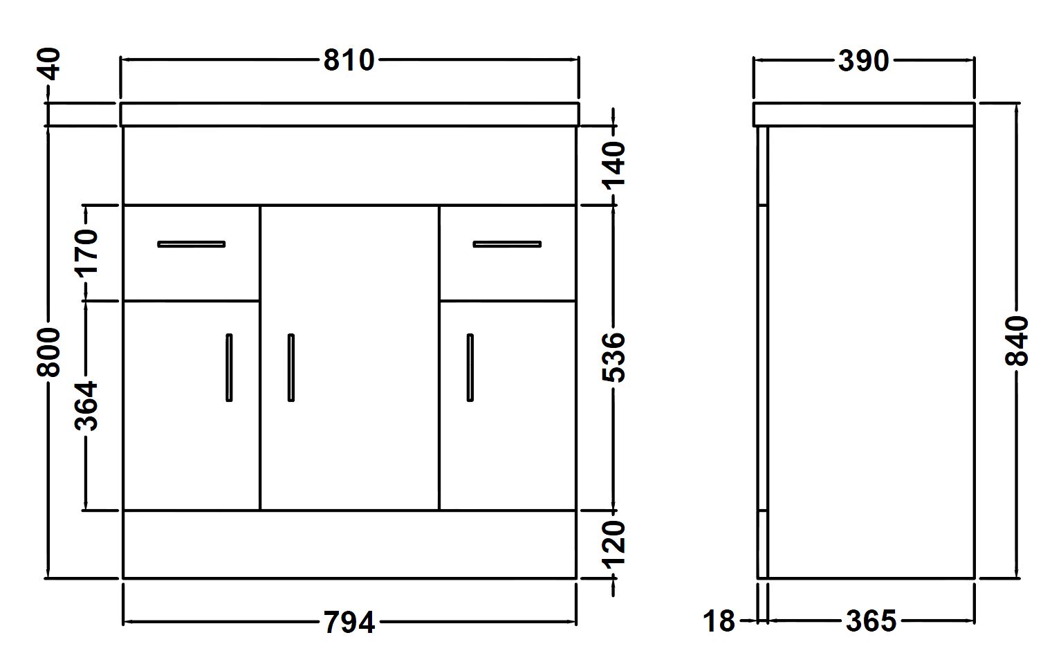 Premier Eden Floor Standing 800mm Cabinet & Basin 1